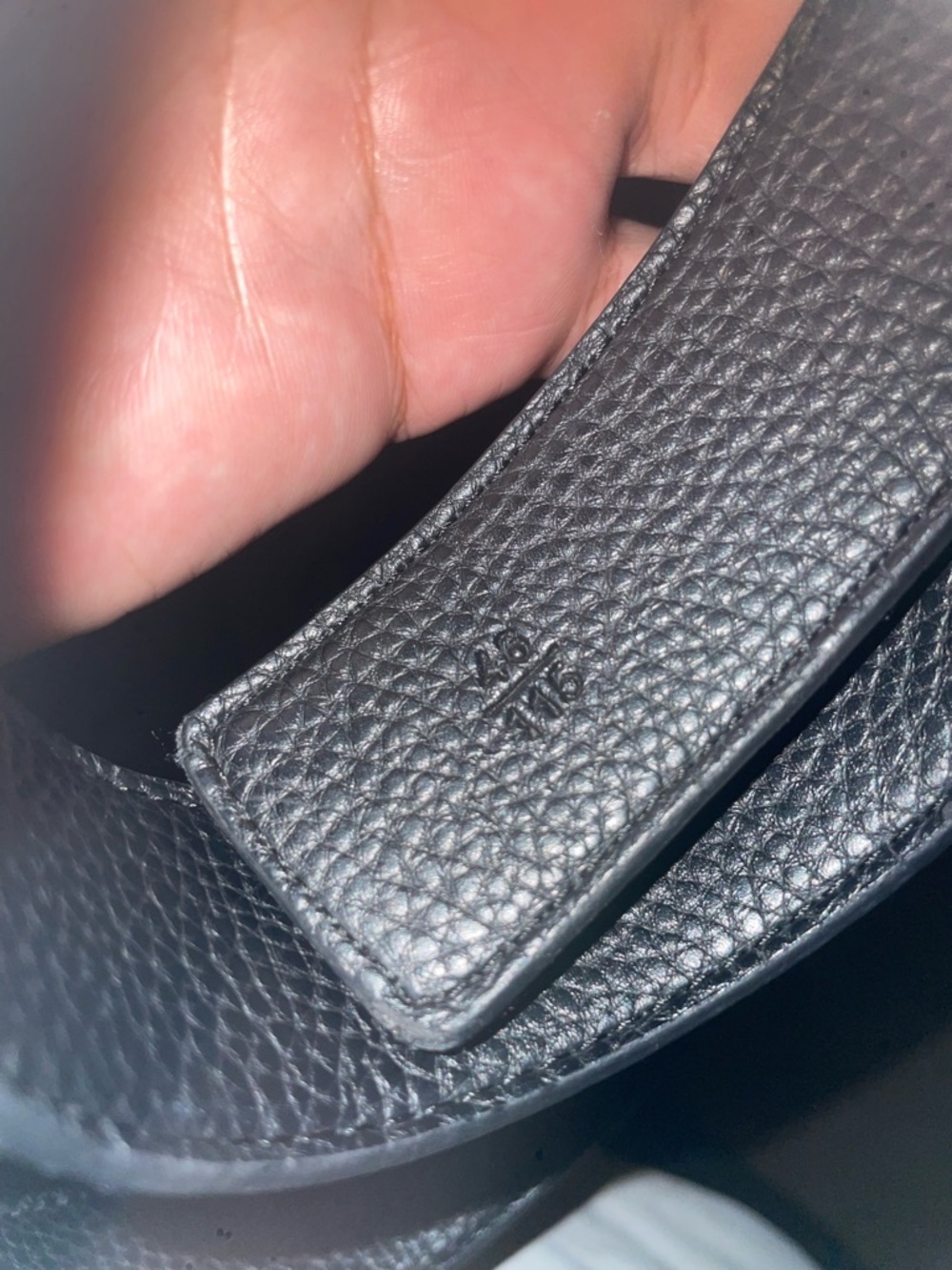 Double bb Black Leather Belt with Antique Gold BB Buckle - Picture 4 of 4